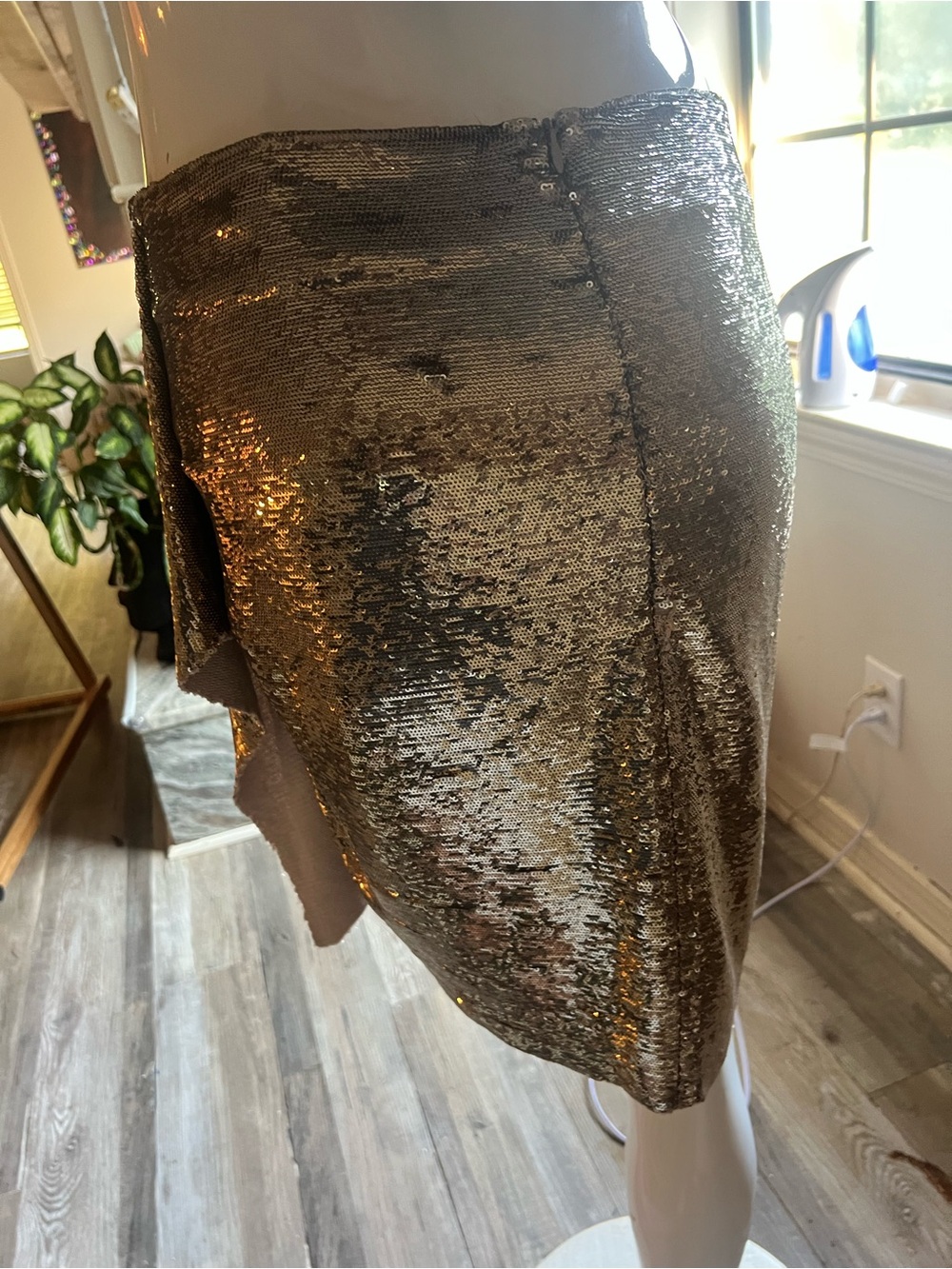 IRO Paris Saria 20S Gold Sequin Ruched Draped Pencil Skirt Designer Size 40 US L - Picture 4 of 12